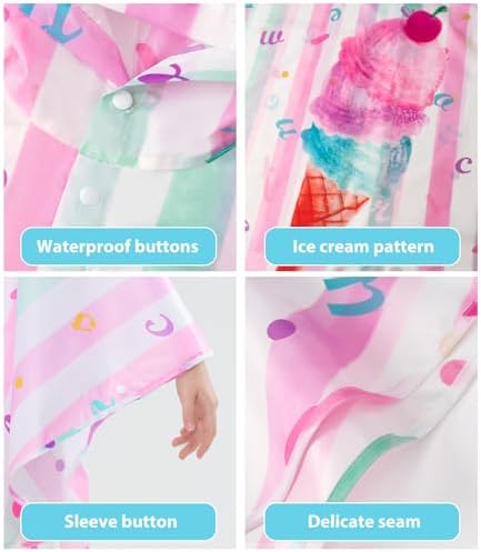 WAWSAM Lightweight Toddler Raincloth Waterproof Windproof with Ice Cream Design