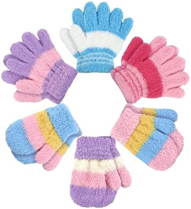 SATINIOR Toddler Winter Gloves 6 Pairs Soft and Warm