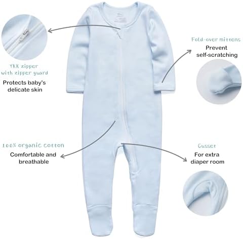 O2 Baby Kids Organic Cotton Zip-Front Sleep Pj Set