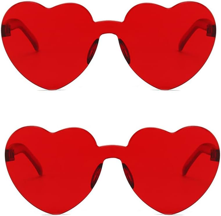 2Pcs Heart Shaped Sunglasses for Valentines Day