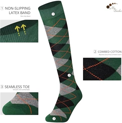 Mysocks Unisex Knee High Long Socks - Argyle