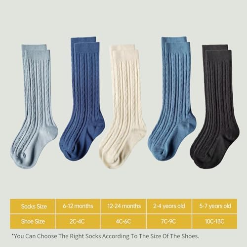 Mini Panda 5 Pairs Cute Knee-High Socks for Toddler Girls