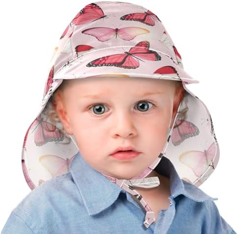 Tropical Butterfly Toddler Sun Hat Pink White