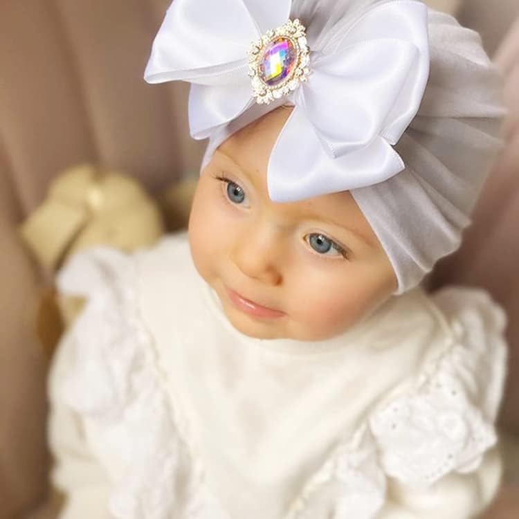 EUBUY Baby Turban Hat Rhinestone Bow Red
