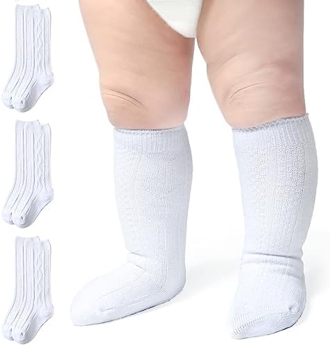 Coziwill Baby Knee High Socks 0-12 Months 3 Pairs