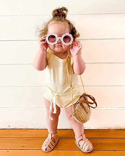 Merqwadd Baby Girl Summer Ruffle Outfit - Cute Projections Top Shorts with Headband
