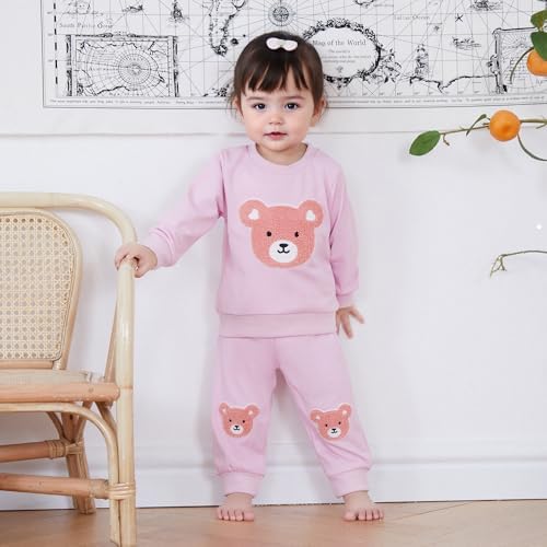 Cute Bear Sweater Pants Set for Toddler Girls