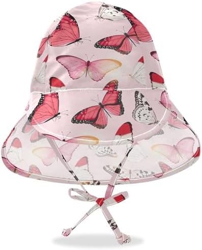 Tropical Butterfly Toddler Sun Hat Pink White