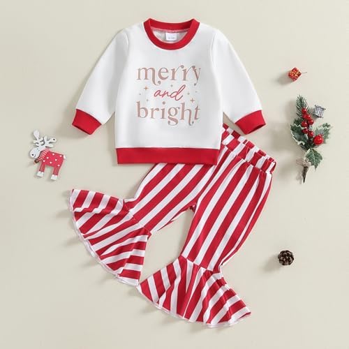 festive Baby Girl Outfit for Christmas floral sweatshirt stretch pants