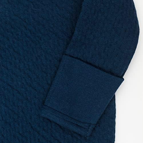 HonestBaby Organic Cotton Matelasse Kimono Coverall Dark Navy 0-3_months