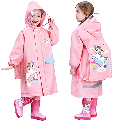 Fewlby Kids Waterproof Raincoat Cartoon Toddler Rainwear