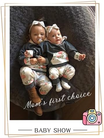 Perfect for Baby Girls Cute Floral Hoodie Pants Set with Headband