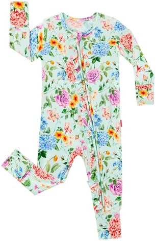 EASWEET Bamboo Viscose Baby Girl Pajamas Ruffled Sleepers
