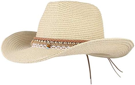 Straw Cowboy Hat for Men Women Wide Brim Western Style Sun Hat