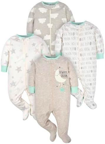 Gerber Baby Boys 4-Pack Sleep N Play Footies with Machine Wash Softness