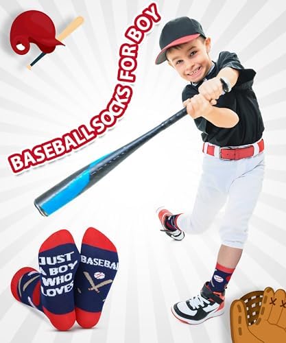 Haysandy 6-Pair Novelty Kids Baseball Socks Ages 8-12