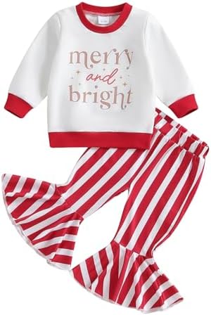 festive Baby Girl Outfit for Christmas floral sweatshirt stretch pants