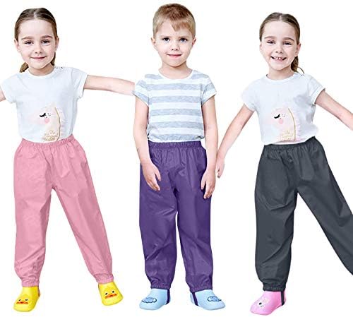RNTOP Kids Waterproof Toddler Rain Pants Black 3-4