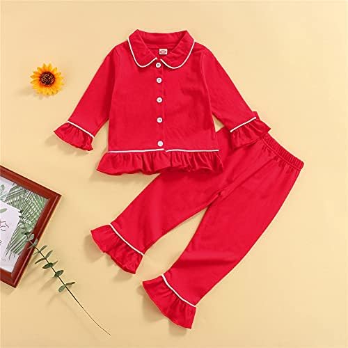 Pj Set for Toddler Girls Soft Ruffle Sleeve Pajamas