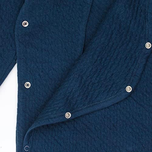 HonestBaby Organic Cotton Matelasse Kimono Coverall Dark Navy 0-3_months
