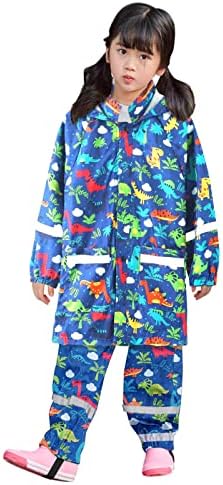Kids Rainbow Cartoon Animal Print Cute Overalls and Jacket - Waterproof