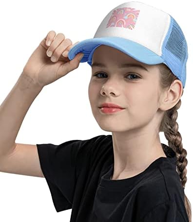 Adjustable Rainbow Pink Baseball Hat for Kids Ages 4-10
