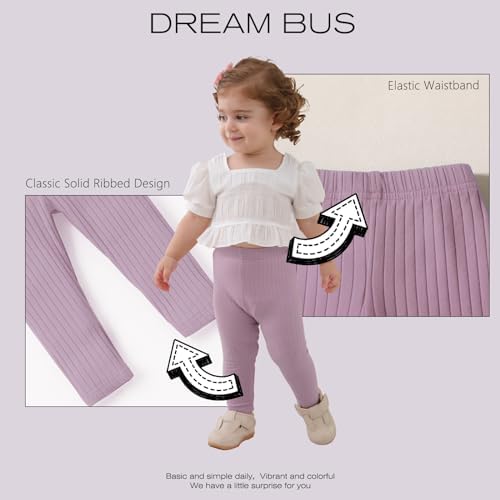 DREAM BUS 5 Pack Toddler Girl Solid Cotton Pants