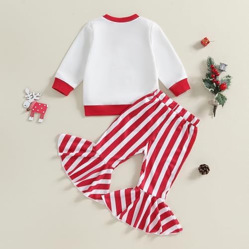 festive Baby Girl Outfit for Christmas floral sweatshirt stretch pants