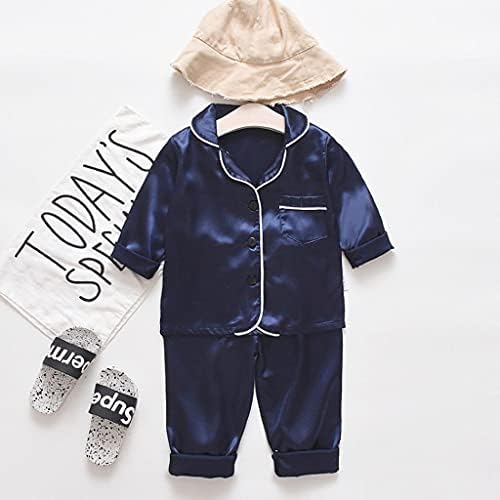 Pajama Set for Baby Boy Girl Button-Up Silk Nightwear