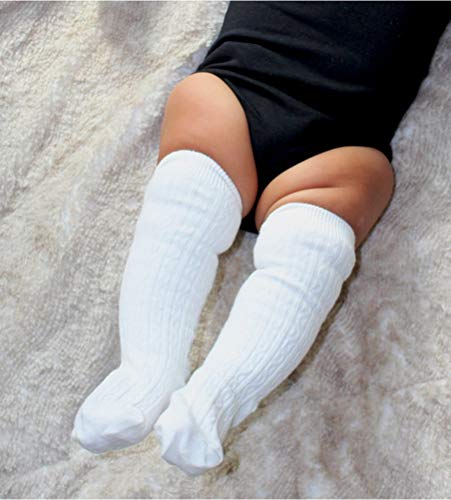 Yenzat Toddler Knee High Socks 3 Pairs 4T-5T White