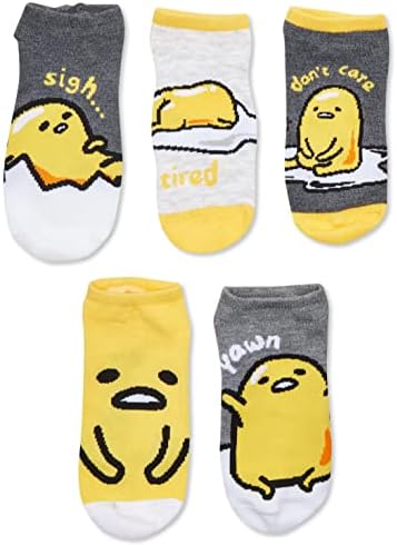 Gudetama Womens No-Show Socks 5-Pair Design With Characters Perfect Gift