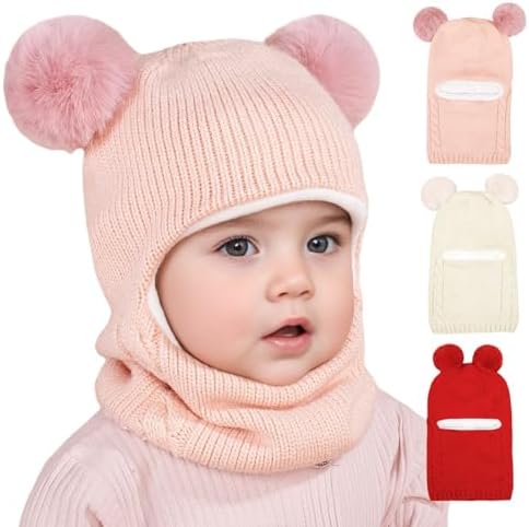 Cuddle Easy Knit Winter Beanie with Scarf for Babies