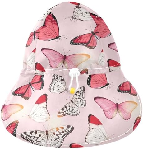 Tropical Butterfly Toddler Sun Hat Pink White