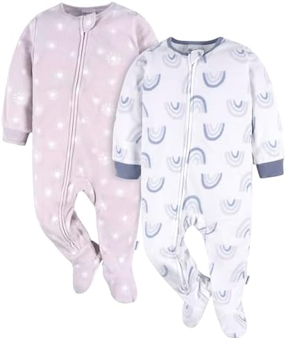 Gerber Baby Girls Toddler Loose Fit Flame Resistant Fleece Footed Pajamas 2-Pack