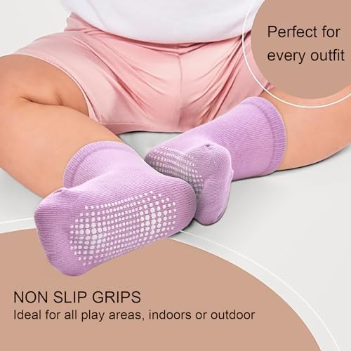 SkiBeaut Anti-Slip Crew Socks for Toddlers Girls