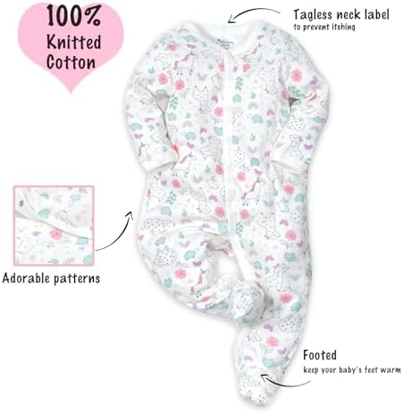 Cotton Multi Pack Long Sleeve Baby Jumpsuits for Girls