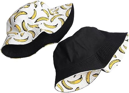 Fruit Print Bucket Hat Reversible Packable Sun Hat for Women Men