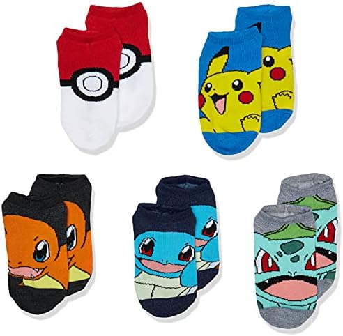 Pokemon Boys 5 Pack No Show Socks