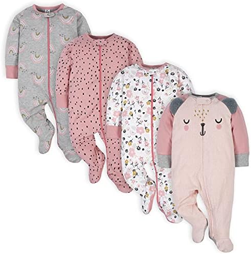 Gerber Baby Girls 4-Pack Sleep N Play Footie