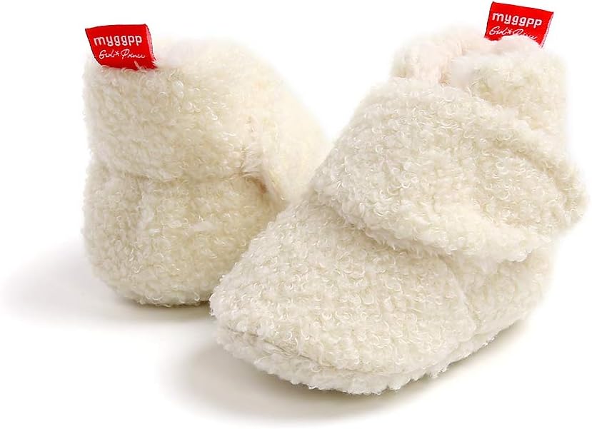 COSANKIM Baby Booties Fleece Non-Slip Stay-On Winter Warm
