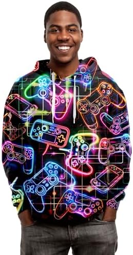 Goodstoworld Unisex Cool 3D Fleece Hoodie with Front Pocket