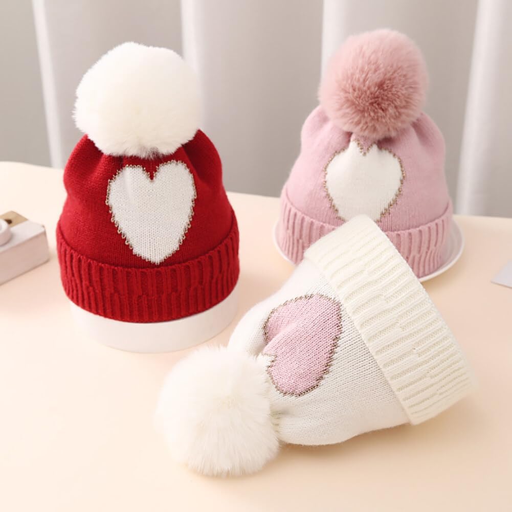 Surakey Baby Knitted Hat with Pompom Winter Beanie