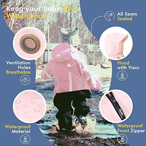 HAPIU Kids Rain Suit Waterproof Coverall for Toddlers