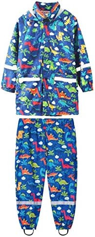 Kids Rainbow Cartoon Animal Print Cute Overalls and Jacket - Waterproof