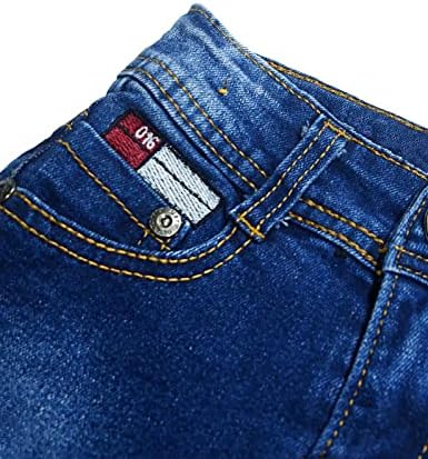 KIDSCOOL SPACE Baby Jeans Ripped Stretch Denim with Embroidered Letters