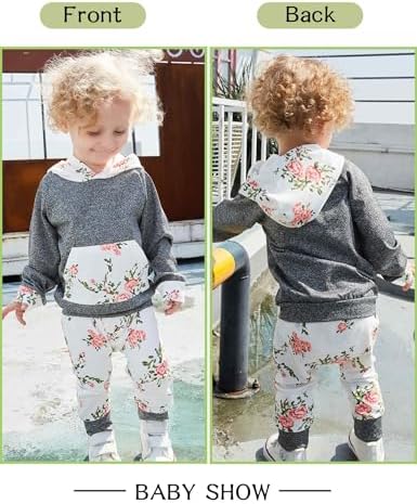 Perfect for Baby Girls Cute Floral Hoodie Pants Set with Headband