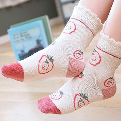FZBNSRKO 5 Pairs Ruffle Frilly Crew Socks for Little Girls