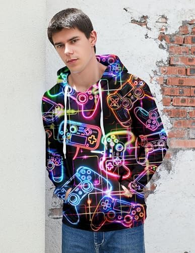 Goodstoworld Unisex Cool 3D Fleece Hoodie with Front Pocket