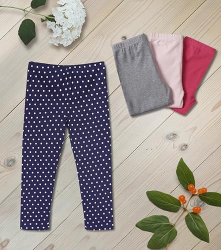 GLASH Kids Baby and Toddler Girls 4-Pack Cotton Leggings