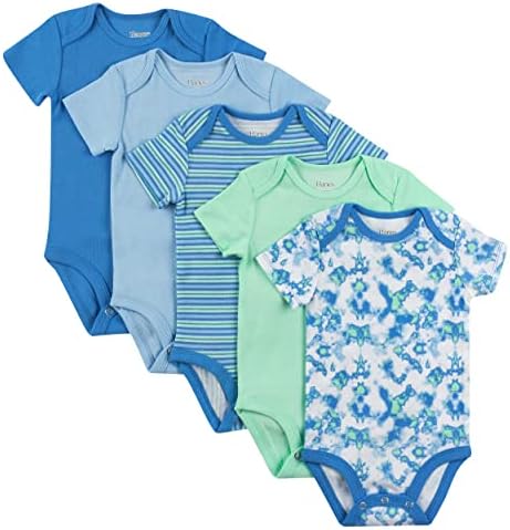 Hanes Baby and Toddler Ultimate Flexy Short Sleeve Bodysuit - 5 Pack